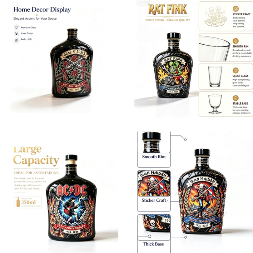 Vintage Collectible Liquor Bottles - Karafka do whisky z wzorem skał,