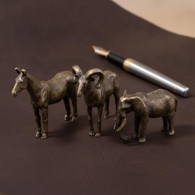 Vintage Collectibles Store - Figurki zwierząt z litego mosiądzu: koń,