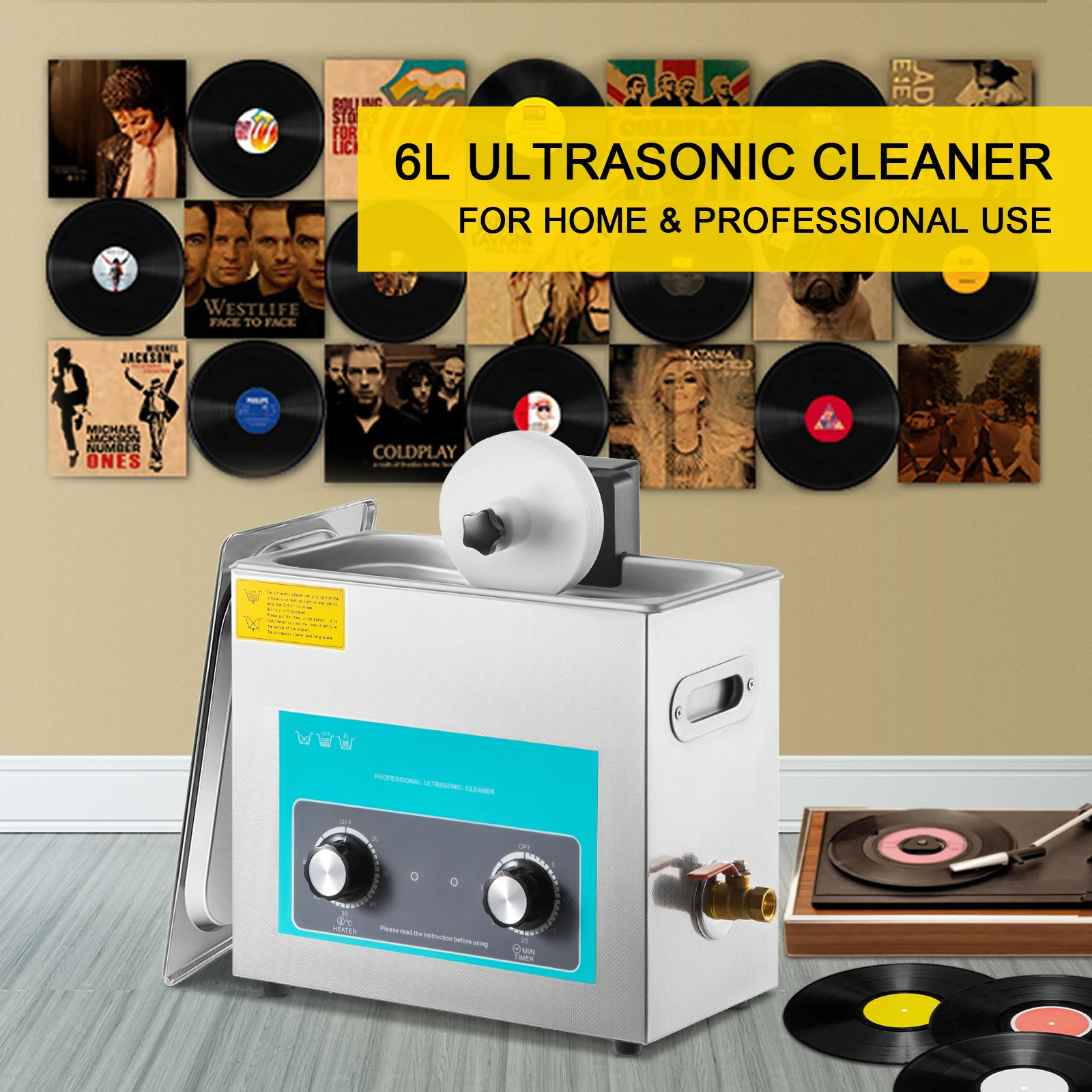 Vinyl Record Cleaner - SIHAO 6L Ultradźwiękowy Odkurzacz do Płyt